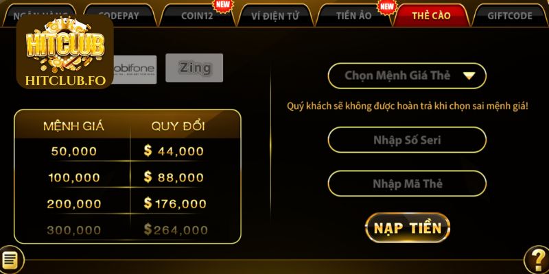 Lưu ý nhỏ cần biết khi nạp tiền HITCLUB lần đầu